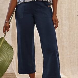 J. Jill Pure Jill Cotton & Linen Buttoned-Pocket Crops True Navy M New With Tags